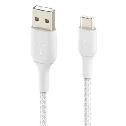 Belkin kábel Boost Charge Braided USB-A to USB-C 1m - White