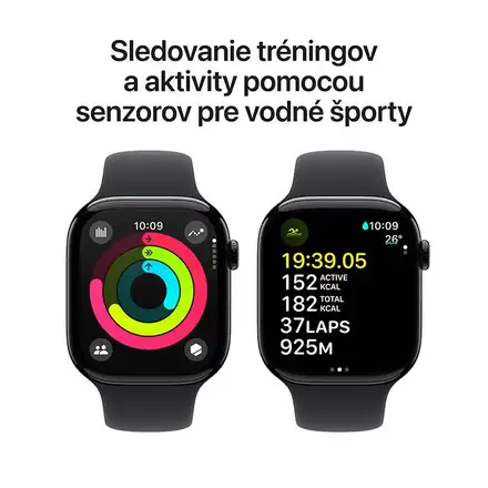 Apple Watch Series 10 GPS 46mm Jet Black Aluminium Case with Black Sport Band - S/M *Rozbalený*