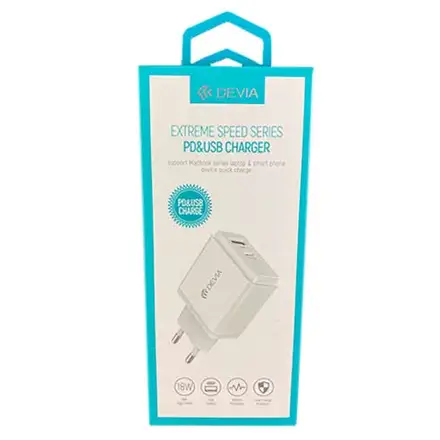 Devia sieťová nabíjačka Extreme Speed PD+2.4A 2 ports - White