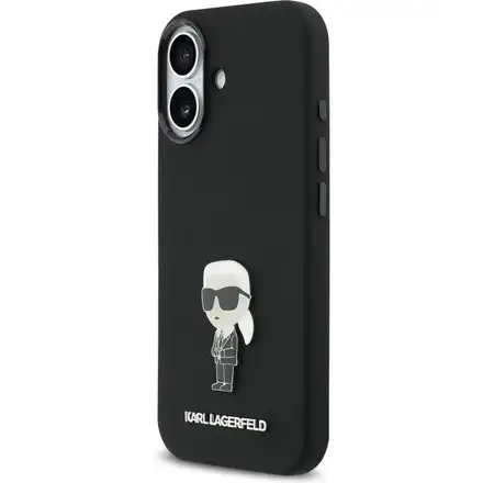 Karl Lagerfeld Liquid Silicone Metal Ikonik kryt iPhone 17 čierny