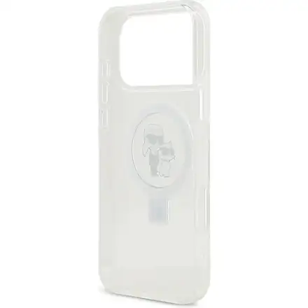 Karl Lagerfeld Ringstand Karl and Choupette MagSafe kryt iPhone 17 Pro Max biely