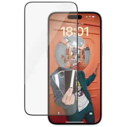 PanzerGlass ochranné sklo UWF pre iPhone 15 Plus - Black Frame