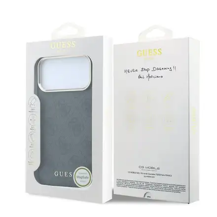 Guess PU Leather 4G Gold Frame MagSafe kryt iPhone 18 Pro čierny