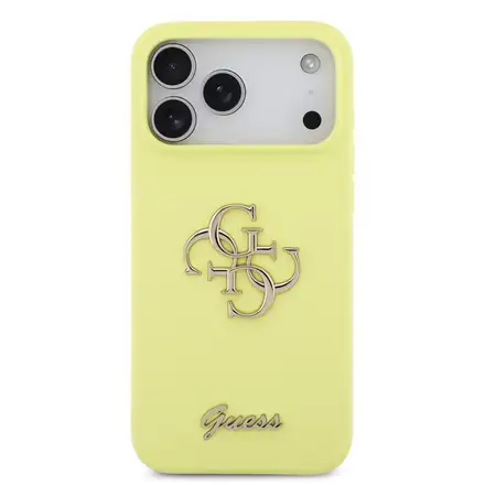 Guess Liquid Silicone 4G Metal Logo kryt iPhone 17 Pro Max žltý