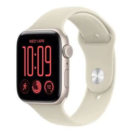 Apple Watch SE 3 GPS + Cellular 44mm Starlight Aluminium Case with Sand Sport Band - S/M