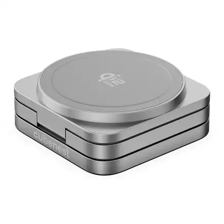 Cubenest 3v1 Qi2.2 Skladacia bezdrôtová magnetická nabíjačka SQ312 Ultra sivá