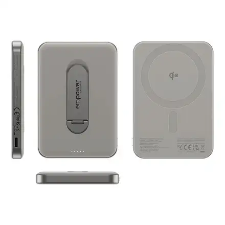 PanzerGlass EMPOWER Wireless Qi2 Powerbank 5.000 mAh with Stand - Titanium