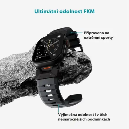 Epico Rubber Pro remienok s nerezovým zapínaním pre Apple Watch 49/46/45/44/42mm - čierna