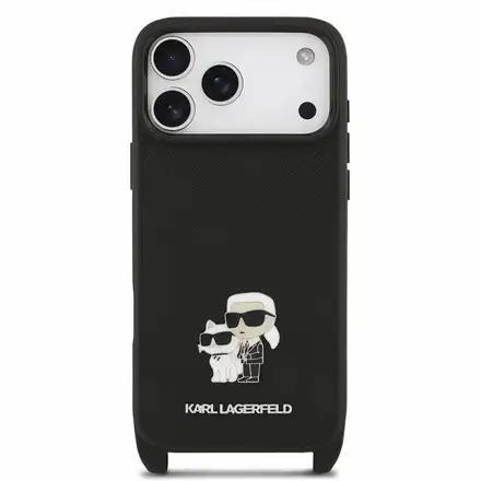 Karl Lagerfeld Saffiano Crossbody Popruh Karl and Choupette kryt iPhone 18 Pro Max čierna