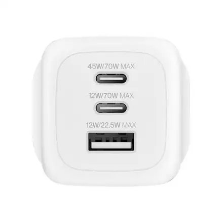 Belkin Boost Charge Pro 3 Port USB-C GaN Wall Charger 70W - White