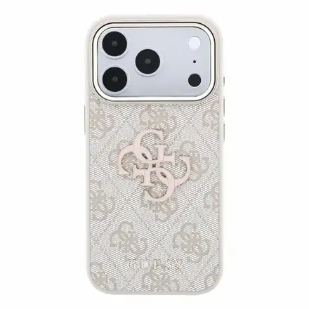 Guess PU 4G Resin Metal Logo kryt iPhone 18 Pro ružový