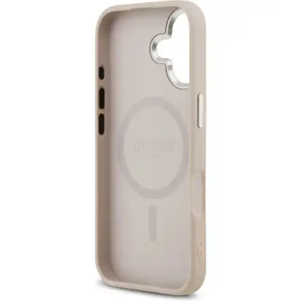 Guess PU Leather Triangle Logo MagSafe kryt iPhone 17 ružový