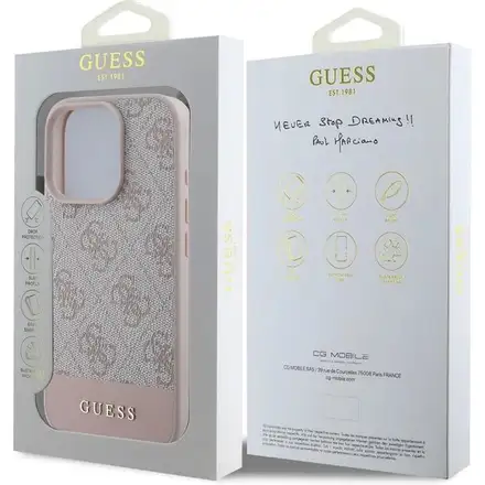 Guess PU 4G Stripe kryt iPhone 16 Pro ružový