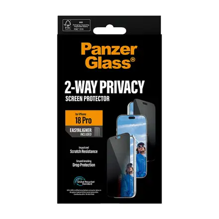 PanzerGlass ochranné sklo UWF 2-Way Privacy pre iPhone 18 Pro - Black Frame