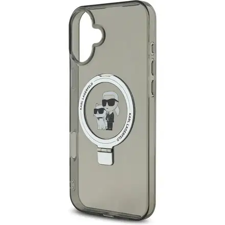 Karl Lagerfeld Ringstand Karl and Choupette MagSafe kryt iPhone 16 čierny