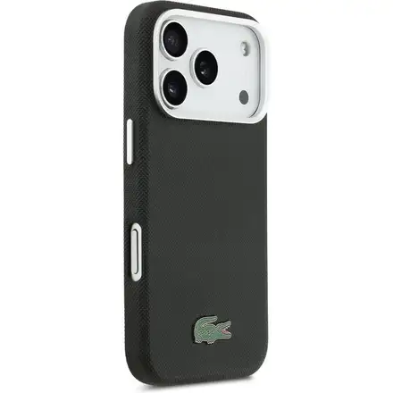 Lacoste Iconic Petit Pique Metal Logo MagSafe kryt iPhone 17 Pro čierny