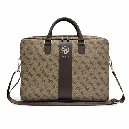 Guess PU 4G Metal Logo Brašna na MacBook 16" hnědá