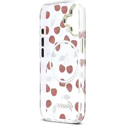 Guess IML Glitter Cherry MagSafe kryt iPhone 17 biely