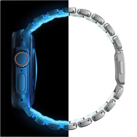 Nomad remienok Stratos pre Apple Watch 44-49mm - Ice Blue Glow/Natural Hardware