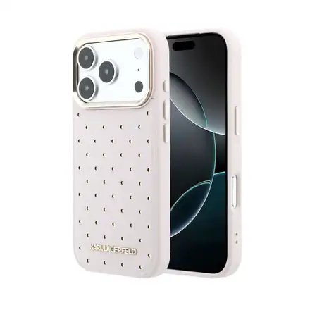 Karl Lagerfeld PU Perforated Gold Dots MagSafe kryt iPhone 17 Pro ružový