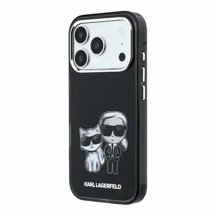 Karl Lagerfeld PU Semi Wrap Smooth Sketch Bodies Magsafe kryt iPhone 18 Pro Max čierna