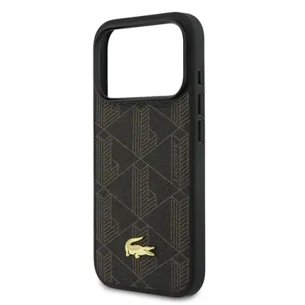 Lacoste Iconic Petit Pique MagSafe kryt + peňaženka iPhone 17 Pro hnedý