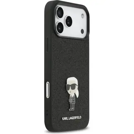 Karl Lagerfeld Fixed Glitter Metal Ikonik kryt iPhone 17 Pro čierny