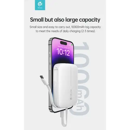 Devia powerbank Kintone Built-in Dual Cable 10000 mAh - Black