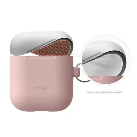 Elago Airpods Silicone Duo Hang Case - Pink/ White, Pastel Blue