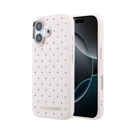 Karl Lagerfeld PU Perforated Gold Dots MagSafe kryt iPhone 17 ružový