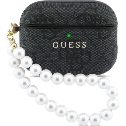 Guess PU 4G Classic Logo Pearl Strap Púzdro pre AirPods 3 Pro čierne
