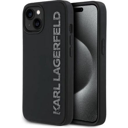 Karl Lagerfeld 3D Rubber Glitter Logo kryt iPhone 13 čierny