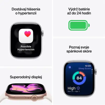 Apple Watch Series 11 GPS 46mm Strieborný hliník s hmlisto fialovým športovým remienkom - S/M
