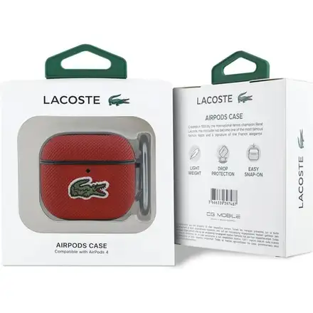 Lacoste Petit Pique Croc Logo Patch Púzdro pre AirPods 4 červené