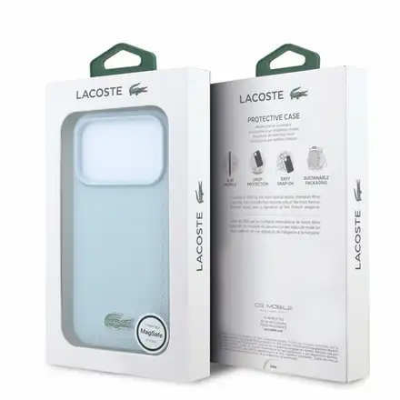 Lacoste PVC Iconic Petit Pique Metal Logo MagSafe kryt iPhone 18 Pro modrý