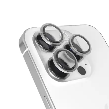 iStores by Epico Aluminium Lens Protector pro Apple iPhone 16 Pro / 16 Pro Max - stříbrná