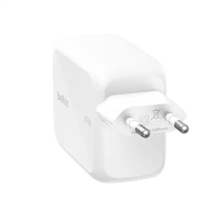 Belkin Ultra Charge USB-C GaN Wall Charger 67W + Retractabe Cable 1m - White