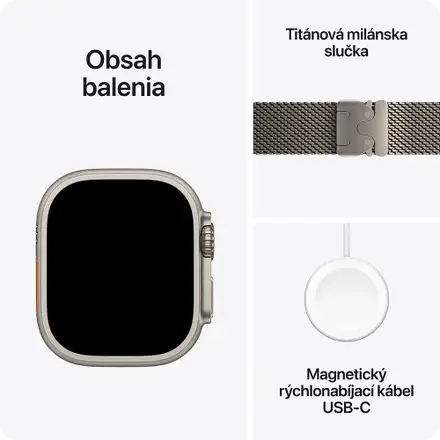 Apple Watch Ultra 3 GPS + Cellular 49mm Prírodný titán s prírodným titánovým milánským ťahom - S