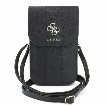 Guess PU 4G Peony Stripe Metal Logo Taška na Telefón čierna