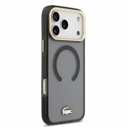Lacoste PC/TPU Frosted Finish Gold Logo MagSafe kryt iPhone 18 Pro čierny