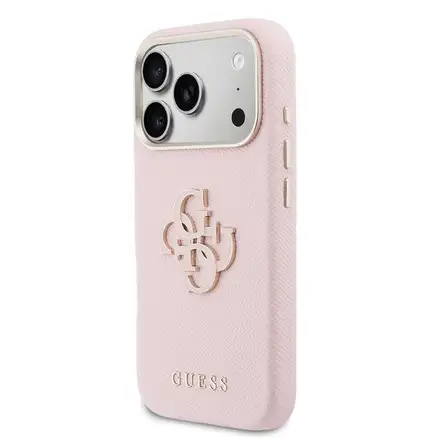 Guess PU Resin Logo kryt iPhone 17 Pro ružový