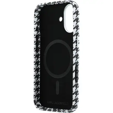 Karl Lagerfeld PU Houndstooth Resin Plate MagSafe kryt iPhone 17 čierny