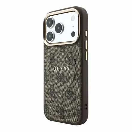 Guess PU Leather 4G Gold Frame Embossed MagSafe kryt iPhone 18 Pro Max hnedý