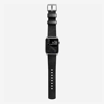 Nomad kožený remienok pre Apple Watch 44-49mm - Modern Black/Silver Hardware