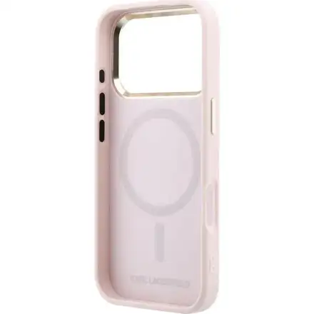 Karl Lagerfeld PU Perforated Monogram MagSafe MagSafe kryt iPhone 17 Pro Max ružový