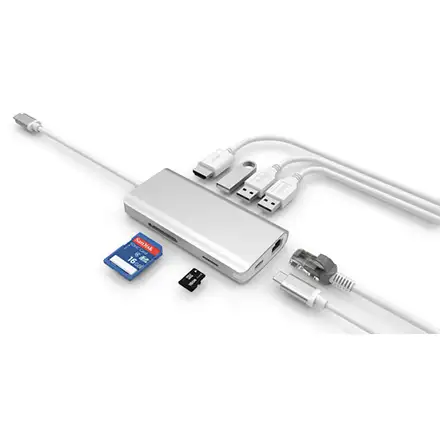 LMP USB-C mini Dock 8-port - Silver Aluminium