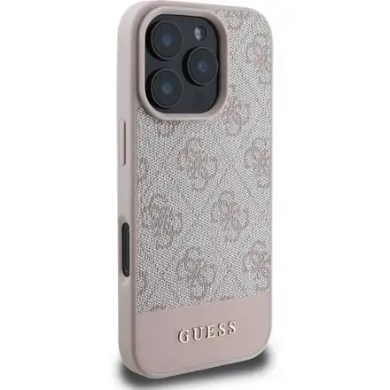 Guess PU 4G Stripe kryt iPhone 16 Pro ružový