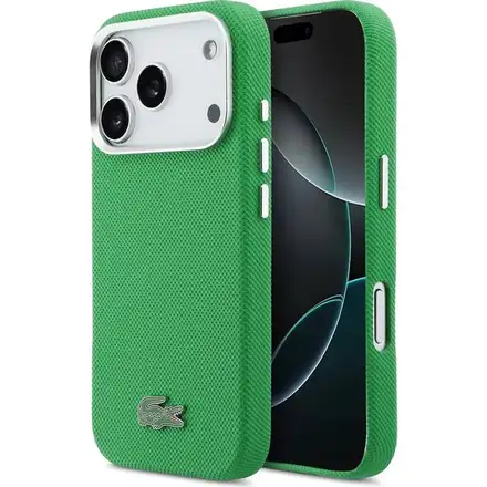 Lacoste Iconic Petit Pique Metal Logo MagSafe kryt iPhone 17 Pro zelený