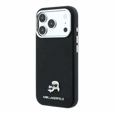 Karl Lagerfeld PU Grained Semi Wrap K&CH Heads Magsafe kryt iPhone 18 Pro Max čierny