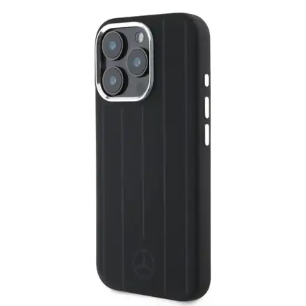 Mercedes Liquid Silicon Stripes Pattern MagSafe Zadný Kryt pre iPhone 16 Pro čierny